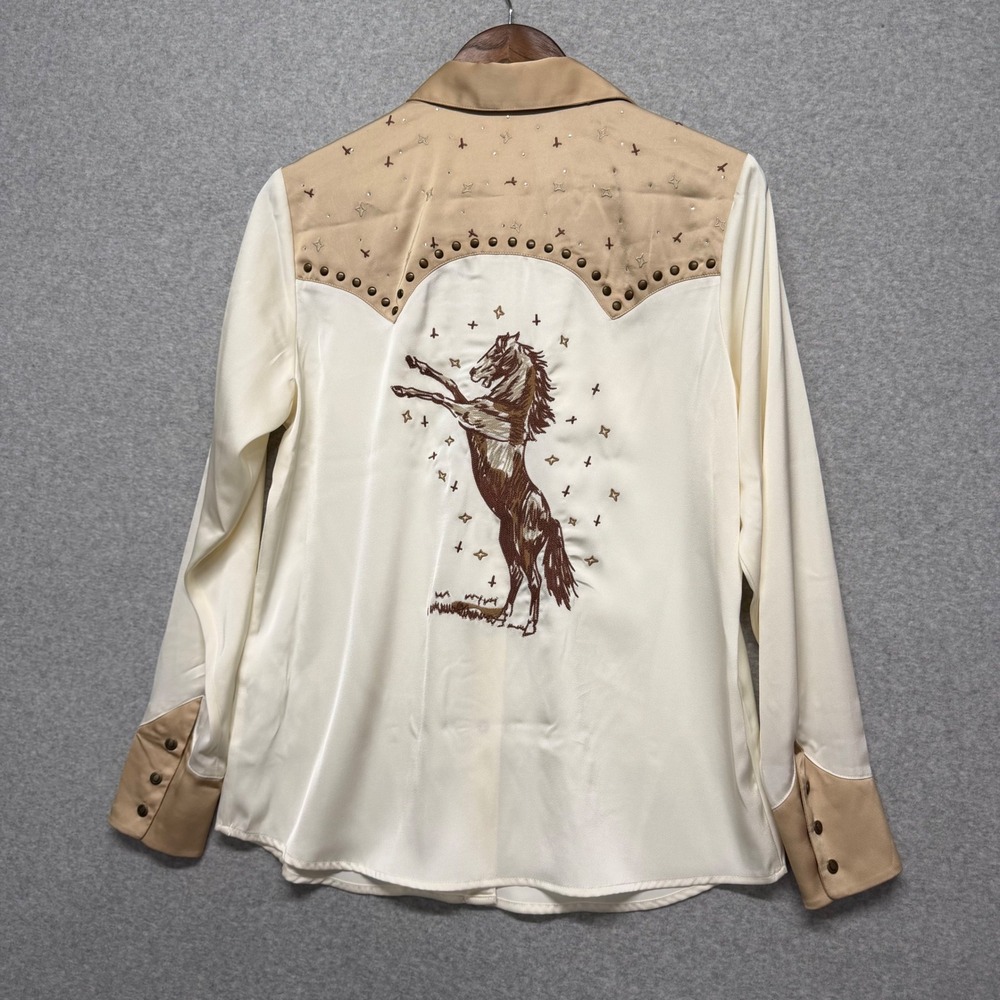 Ariat Wild Horse Embroidery Shirt Women M Western Studs Snap Cowgirl Equestrian - Picture 4 of 16